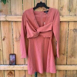 Missguided+ Pink Asymmetrical Long Sleeve Sundress